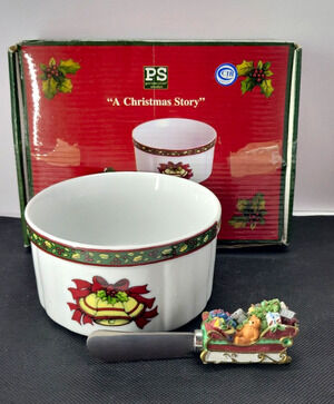 Portmeirion A Christmas Story Susan Winget Dip Bowl Spreader 2 Pc Set w/ Bo